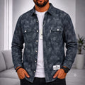 Chemise bleu marine à motif patiné