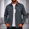 Chemise à motif léopard bleu et gris