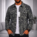 Chemise à motif léopard anthracite et gris clair