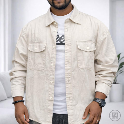 Chemise beige unie à deux poches poitrine