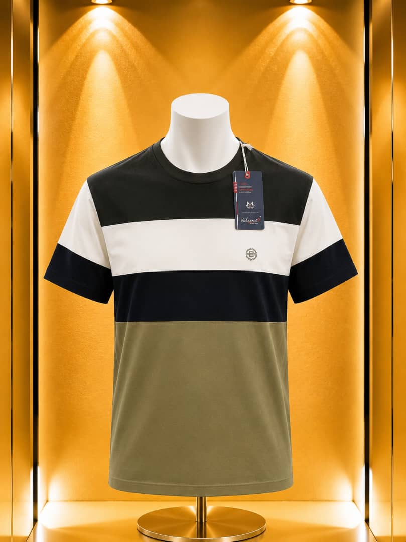 T-shirt colorblock noir blanc kaki