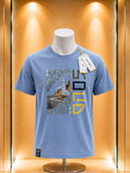 T-shirt bleu ciel imprimé phare