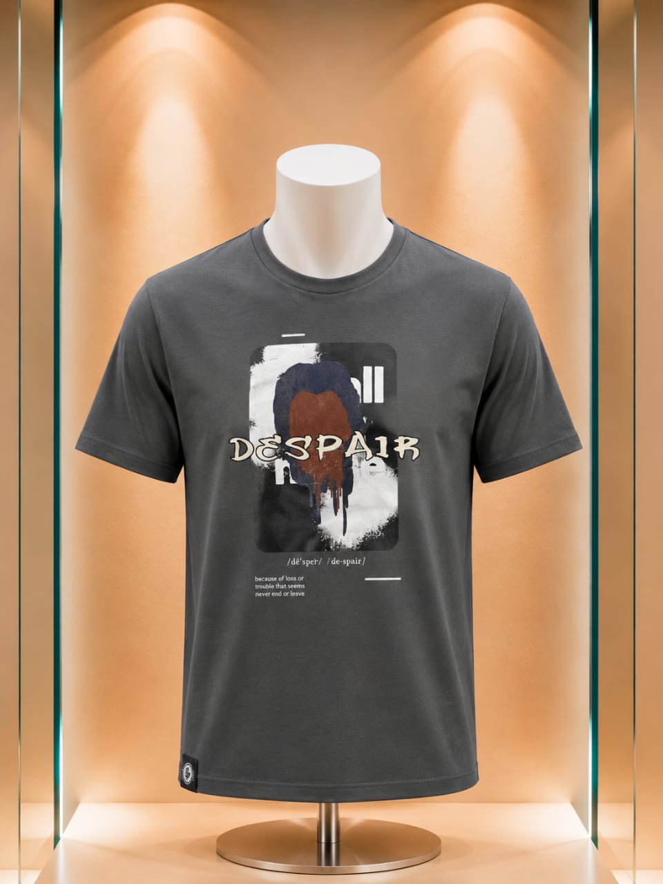 T-shirt gris anthracite imprimé Despair