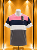 T-shirt colorblock rose bleu marine gris