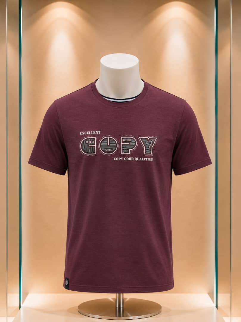 T-shirt bordeaux imprimé Copy