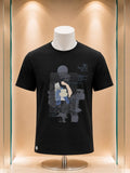 T-shirt noir imprimé artistique