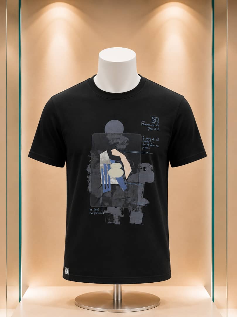 T-shirt noir imprimé artistique