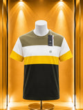 T-shirt colorblock kaki blanc jaune