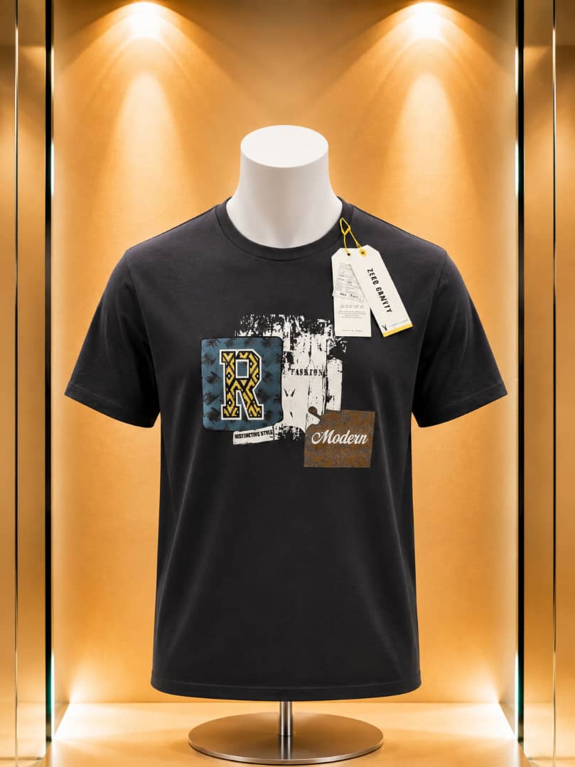 T-shirt noir imprimé Modern