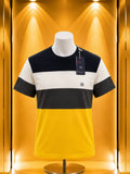 T-shirt colorblock bleu marine blanc jaune