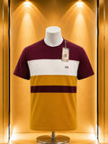 T-shirt colorblock bordeaux blanc moutarde