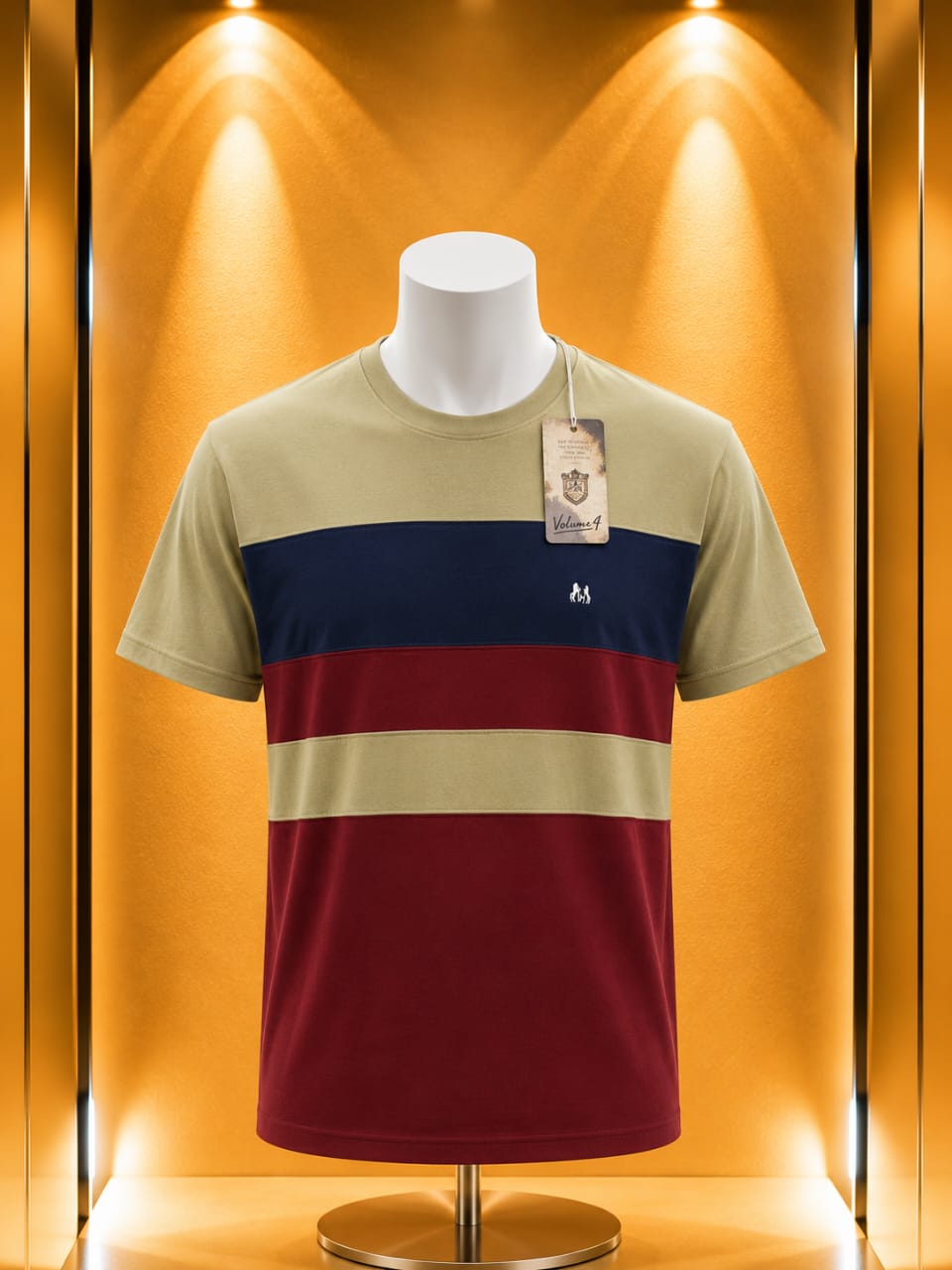 T-shirt colorblock beige bleu marine bordeaux