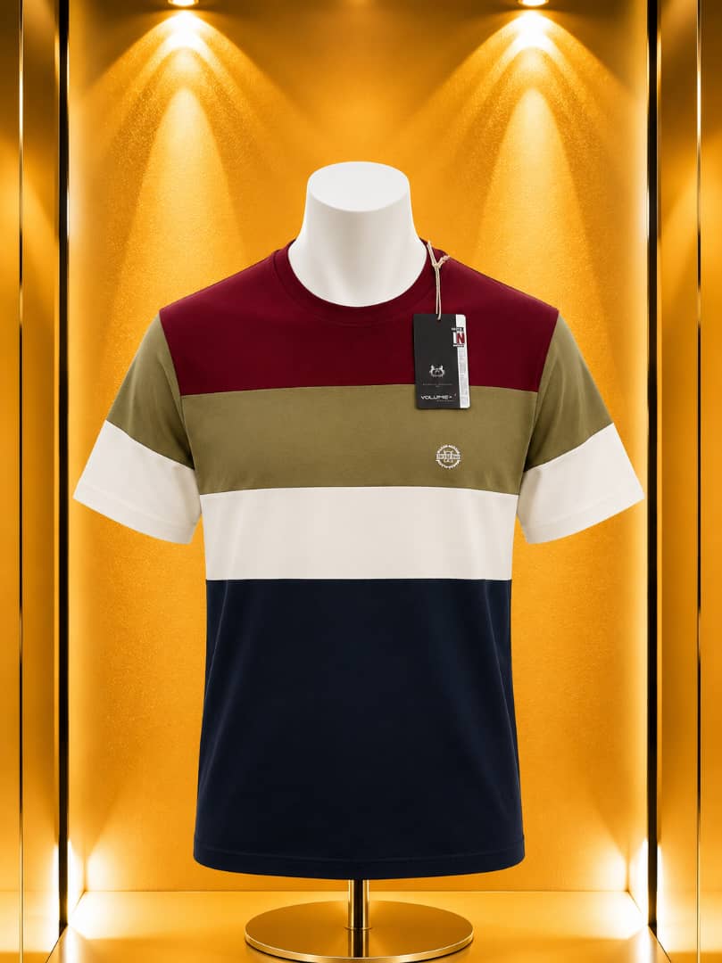 T-shirt colorblock bordeaux kaki bleu marine