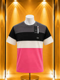 T-shirt colorblock gris noir rose
