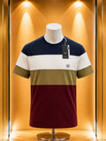 T-shirt colorblock bleu marine blanc bordeaux