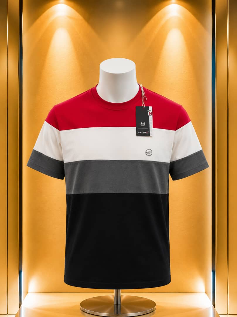 T-shirt colorblock rouge blanc noir