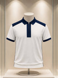 Polo blanc et bleu marine à col zippé