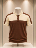 Polo marron et crème à 3 boutons