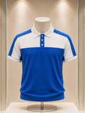 Polo bleu roi et blanc à 3 boutons