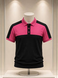 Polo fuchsia et noir à 3 boutons