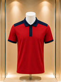 Polo rouge et bleu marine à col zippé