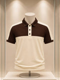 Polo crème et marron foncé à 3 boutons