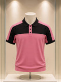 Polo rose et noir à 3 boutons